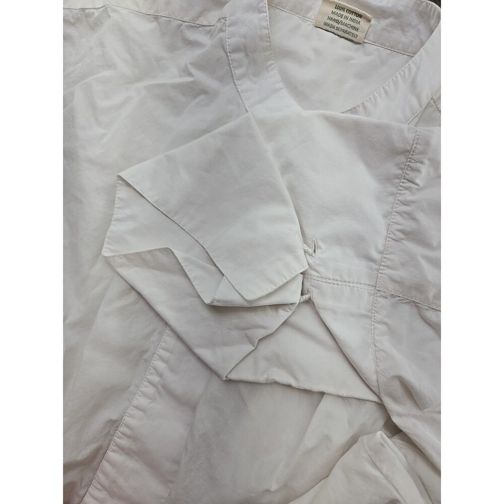 Julia Armory Women's Medium Ivory Shirt Dress Tunic Cotton Button Front Pockets - Picture 8 of 14